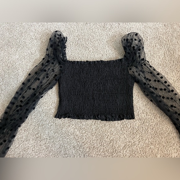 Black Long Sleeve Polka Dot Size Small - Picture 5 of 8